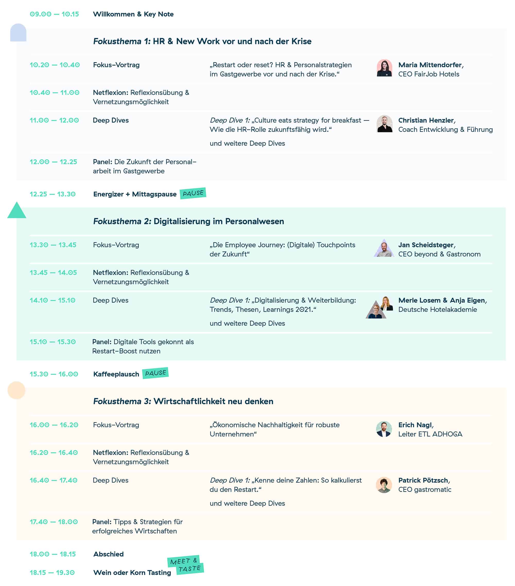 pow event programmablauf - personal, gastronomie, events Exklusiver nomy-Rabatt fürs Digital-Event POW: Personalorganisation im Wandel von gastromatic am 10. Mai