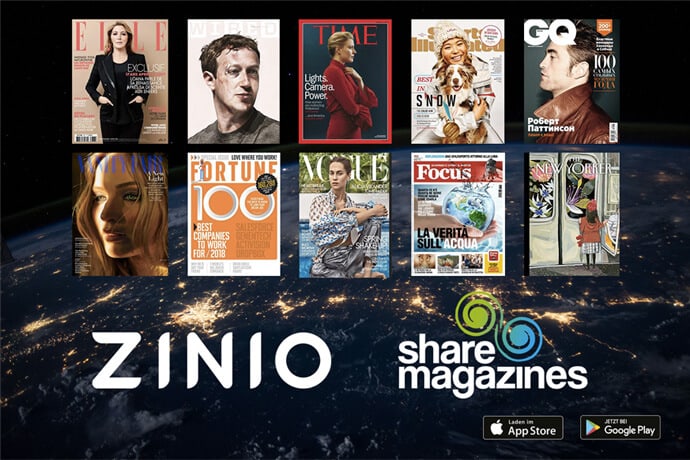 sharemagazines zinio - medien-tools, gastronomie Mit share&shy;magazines lesen Gäste Zeitschriften auf dem eigenen Gerät